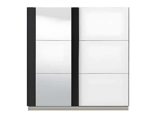 Guarda-Roupa Com 2 Portas De Correr E Com Espelho De C.217 Cm Cor Branco E Preto - Sutera