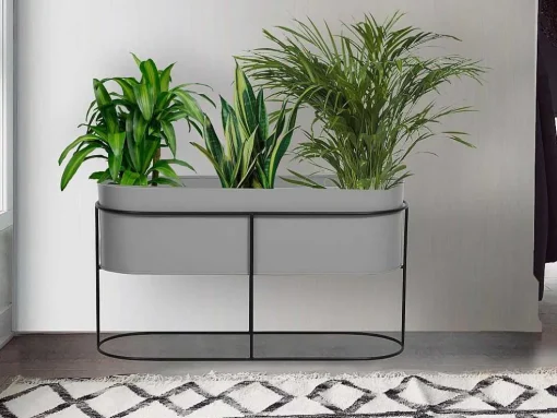 Jardineira Interior Ou Exterior De Pe C.74 X A.40 Cm Metal Cinzento-Claro - Ravina