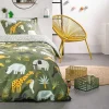 Jogo De Cama De Criança, Animais Da Savana, Algodao 57 Fios/Cm , Capa De Edredão 140 X 200 Cm + 1 Fronha Multicolor - Zolika