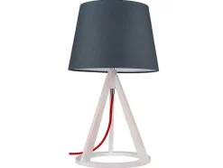 Lampada De Mesa Konan, Carvalho Branqueado, Vermelho, Antracite, 30X30X51 Cm, Epikasa