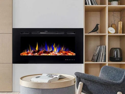 Lareira Elétrica De Parede De C101,6 X L14 X A54,4 Cm Cor Preto - Calbuco