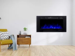 Lareira Elétrica De Parede De C101,6 X L14 X A54,4 Cm Cor Preto - Calbuco
