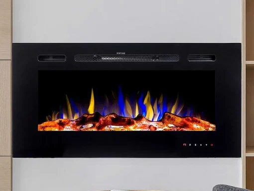 Lareira Elétrica De Parede De C101,6 X L14 X A54,4 Cm Cor Preto - Calbuco