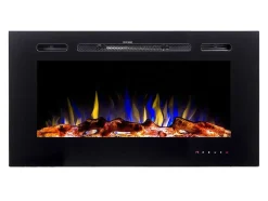 Lareira Elétrica De Parede De C101,6 X L14 X A54,4 Cm Cor Preto - Calbuco