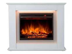 Lareira Elétrica De Pe Nevado - Com Cobertura - Leds - C100 X L27,5 X A82,5 Cm - Branco