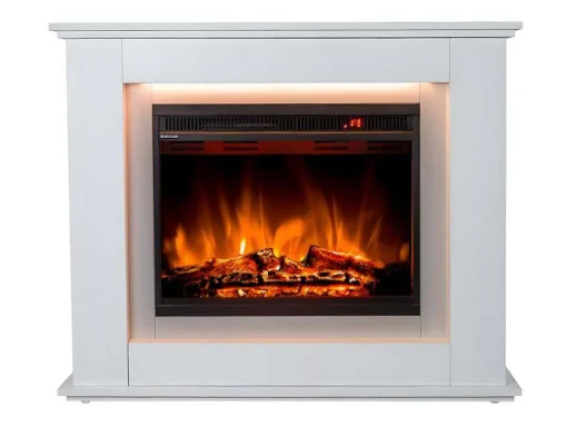 Lareira Elétrica De Pe Nevado - Com Cobertura - Leds - C100 X L27,5 X A82,5 Cm - Branco