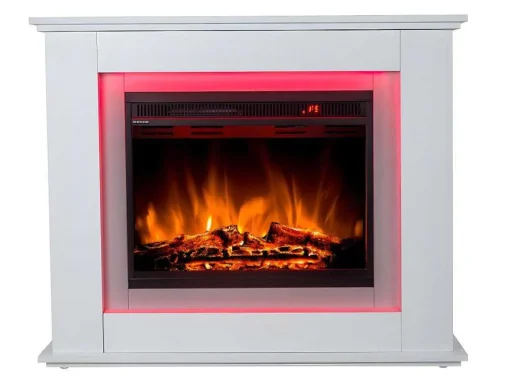 Lareira Elétrica De Pe Nevado - Com Cobertura - Leds - C100 X L27,5 X A82,5 Cm - Branco