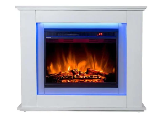 Lareira Elétrica De Pe Nevado - Com Cobertura - Leds - C100 X L27,5 X A82,5 Cm - Branco