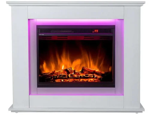 Lareira Elétrica De Pe Nevado - Com Cobertura - Leds - C100 X L27,5 X A82,5 Cm - Branco