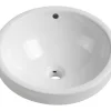 Lavatório De Casa De Banho Semi-Encastrado Redondo Em Ceramica Cor Branco - Catonac