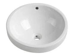 Lavatório De Casa De Banho Semi-Encastrado Redondo Em Ceramica Cor Branco - Catonac
