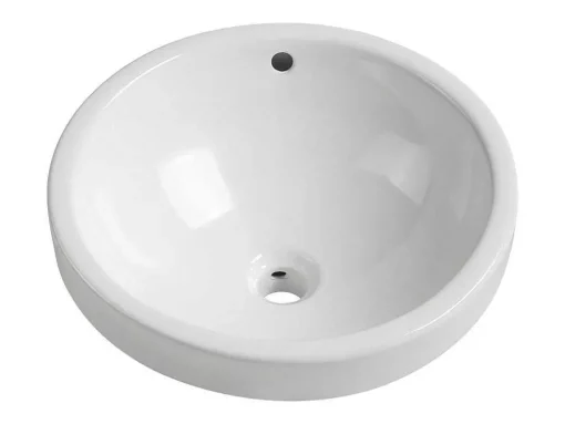 Lavatório De Casa De Banho Semi-Encastrado Redondo Em Ceramica Cor Branco - Catonac