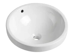 Lavatório De Casa De Banho Semi-Encastrado Redondo Em Ceramica Cor Branco - Catonac