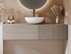 Lavatório De Casa De Banho Redondo Em Solid Surface De 40 Cm Cor Branco - Imja