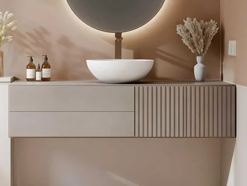 Lavatório De Casa De Banho Redondo Em Solid Surface De 40 Cm Cor Branco - Imja