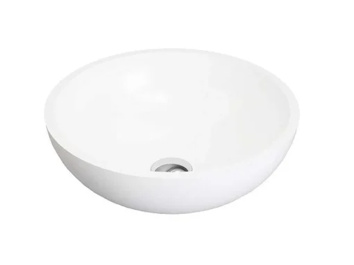 Lavatório De Casa De Banho Redondo Em Solid Surface De 40 Cm Cor Branco - Imja