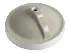 Lavatório De Casa De Banho Semi-Encastrado Redondo Em Ceramica Cor Branco - Catonac