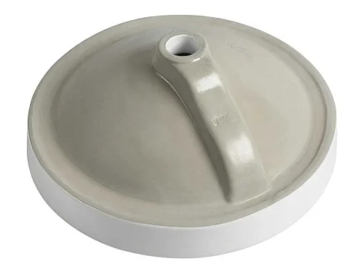 Lavatório De Casa De Banho Semi-Encastrado Redondo Em Ceramica Cor Branco - Catonac