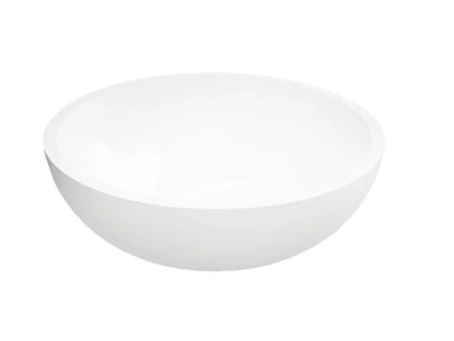 Lavatório De Casa De Banho Redondo Em Solid Surface De 40 Cm Cor Branco - Imja