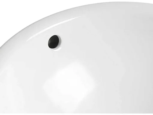 Lavatório De Casa De Banho Semi-Encastrado Redondo Em Ceramica Cor Branco - Catonac