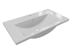 Lavatório De Casa De Banho Semi-Encastrado Retangular Ceramica, 71,5 Cm, Branco - Yasmac Ii