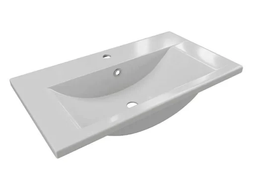 Lavatório De Casa De Banho Semi-Encastrado Retangular Ceramica, 71,5 Cm, Branco - Yasmac Ii