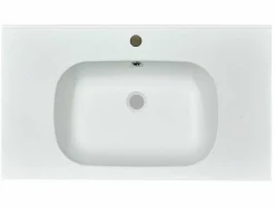 Lavatório De Encastrar Em Resina Efeito Pedra Branca C80 X L46 Cm - Okiwa