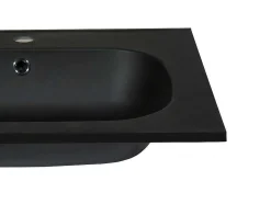 Lavatório De Encastrar Em Resina Efeito Pedra Preta C80 X L46 Cm - Okiwa
