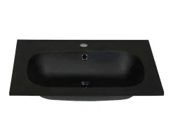 Lavatório De Encastrar Em Resina Efeito Pedra Preto C60 X L46 Cm - Okiwa