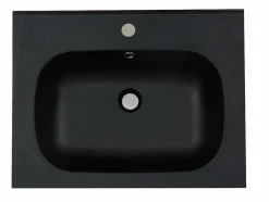 Lavatório De Encastrar Em Resina Efeito Pedra Preto C60 X L46 Cm - Okiwa