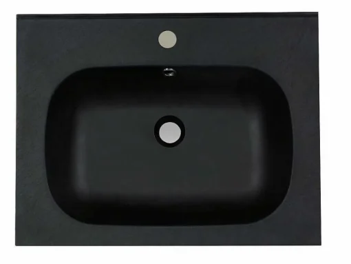 Lavatório De Encastrar Em Resina Efeito Pedra Preto C60 X L46 Cm - Okiwa