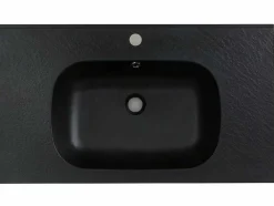 Lavatório De Encastrar Em Resina Efeito Pedra Preta C80 X L46 Cm - Okiwa