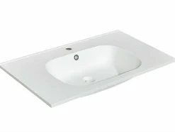 Lavatório De Encastrar Em Resina Efeito Pedra Branca C80 X L46 Cm - Okiwa