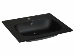 Lavatório De Encastrar Em Resina Efeito Pedra Preto C60 X L46 Cm - Okiwa