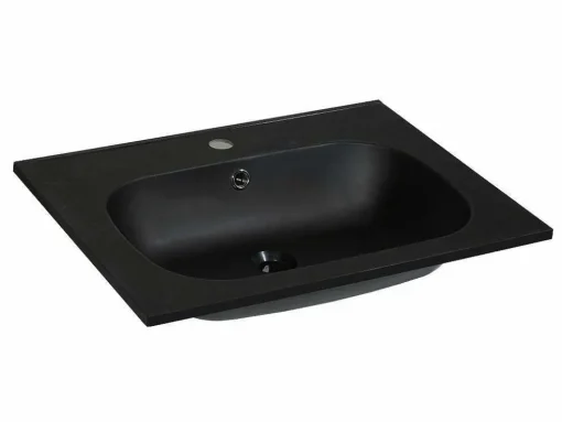 Lavatório De Encastrar Em Resina Efeito Pedra Preto C60 X L46 Cm - Okiwa
