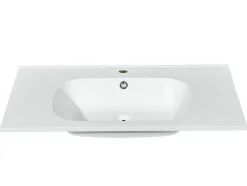 Lavatório De Encastrar Em Resina Efeito Pedra Branca C80 X L46 Cm - Okiwa