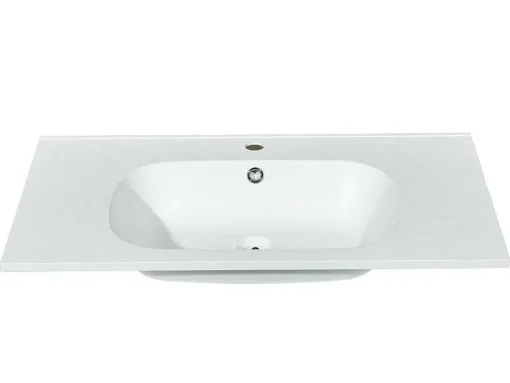 Lavatório De Encastrar Em Resina Efeito Pedra Branca C80 X L46 Cm - Okiwa
