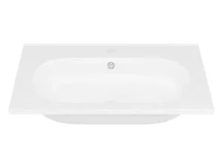 Lavatório De Encastrar Resina Efeito Pedra Branco C60 X L46 Cm - Okiwa
