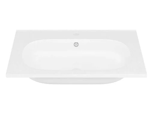 Lavatório De Encastrar Resina Efeito Pedra Branco C60 X L46 Cm - Okiwa
