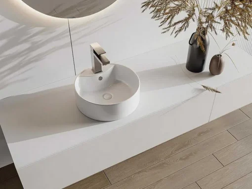 Lavatório De Pousar Branco Redondo Ceramica 40 Cm - Darini