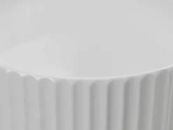 Lavatório De Pousar Ceramica Branco Estriado Redondo 36 Cm - Pedara