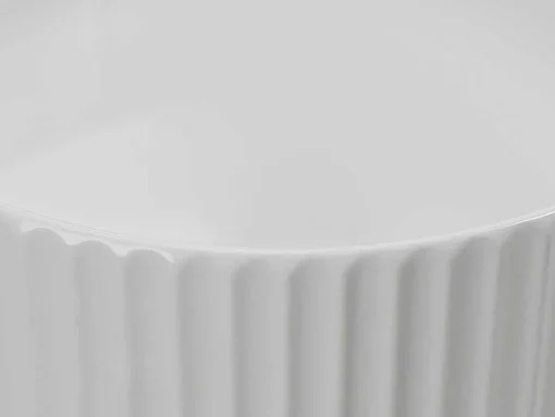 Lavatório De Pousar Ceramica Branco Estriado Redondo 36 Cm - Pedara