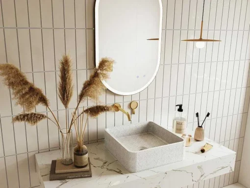 Lavatório De Pousar Quadrado Em Terrazzo C39 X L39 Cm - Stochi