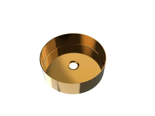 Lavatório De Pousar Redondo, Dourado Escovado, 38 Cm - Dechatel