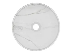 Lavatório De Pousar Redondo Branco Efeito Marmore Ceramica 36 Cm - Viamarba