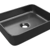 Lavatório De Pousar Retangular Em Ceramica Preto Fosco 50X30 Cm - Juniko Ii