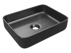 Lavatório De Pousar Retangular Em Ceramica Preto Fosco 50X30 Cm - Juniko Ii