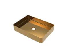 Lavatório De Pousar Retangular, Dourado Escovado, C50 X L35,2 Cm - Demarquy