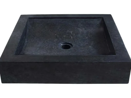 Lavatório De Pousar Retangular Em Marmore Preto 50 Cm - Sourgout