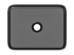 Lavatório De Pousar Retangular Em Ceramica Preto Fosco 50X30 Cm - Juniko Ii